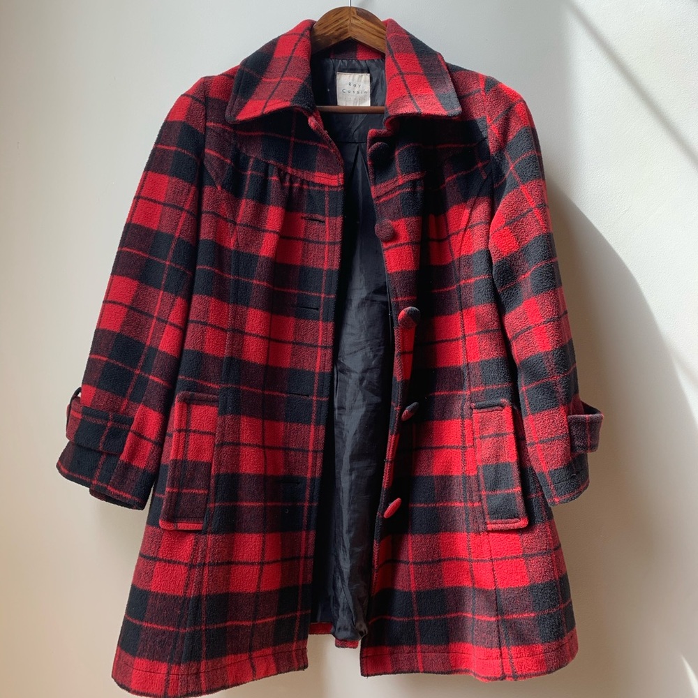 Girls Plaid Wool Overcoat